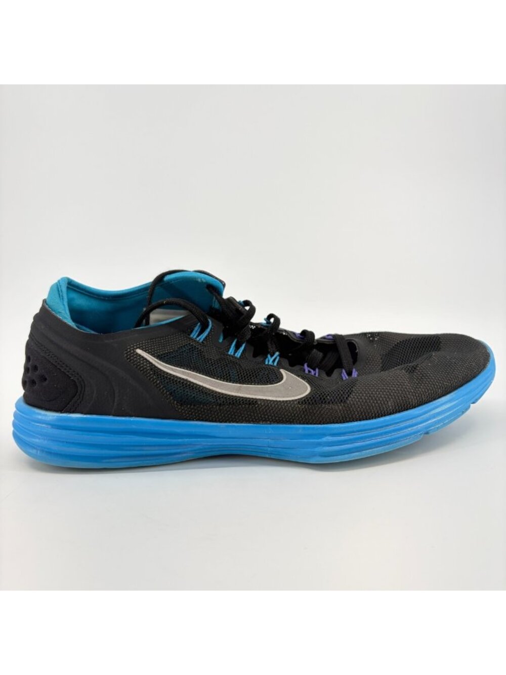 Nike Lunar Hyperworkout+ Womens Size 9.5 Black Blue Gray Running Shoes Sneakers